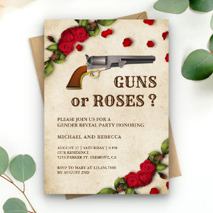 Guns or Roses Gender Reveal Party Invitation