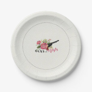 Guns or Roses Gender Reveal Party Plate