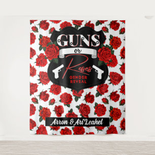 Guns or Roses Gender Reveal Red Black Baby Shower Tapestry