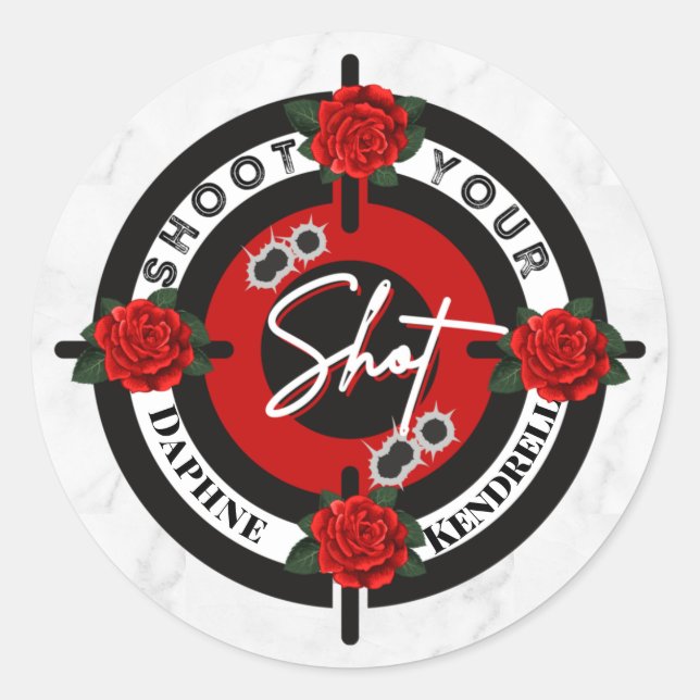 Guns or Roses Gender Reveal | Shoot your Shot Classic Round Sticker (Front)