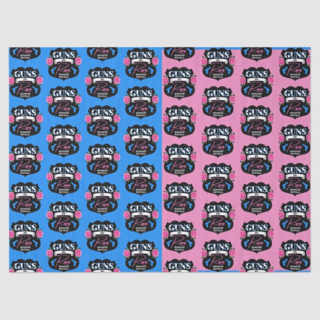 Guns or Roses Pink/Blue Gender Reveal Baby Shower  Tissue Paper (Front)