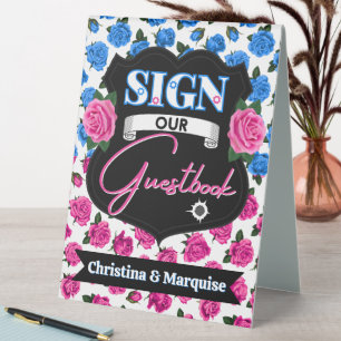 Guns or Roses Pink/Blue Gender Reveal Guestbook