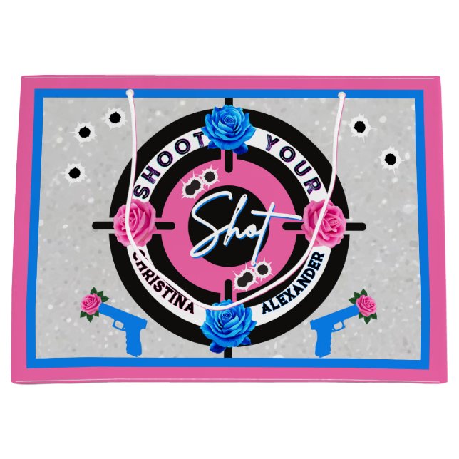 Guns or Roses Pink & Blue | Gender Reveal    Large Gift Bag (Front)
