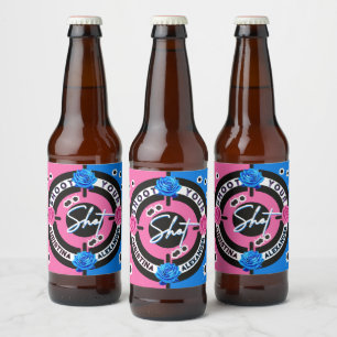 Guns or Roses Pink vs Blue Gender Reveal  Beer Bottle Label