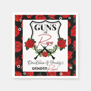 Guns or Roses Red & BlackGender Reveal Baby Shower Napkin