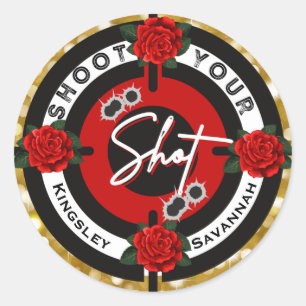 Guns or Roses   Shoot your Shot Gender Reveal Classic Round Sticker
