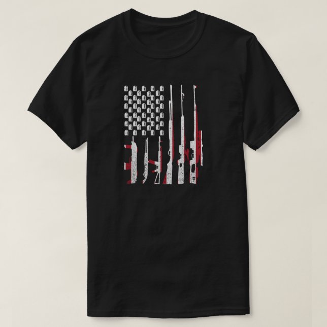 Guns Us Flag - Patriotic American Celebration July T-Shirt (Design Front)