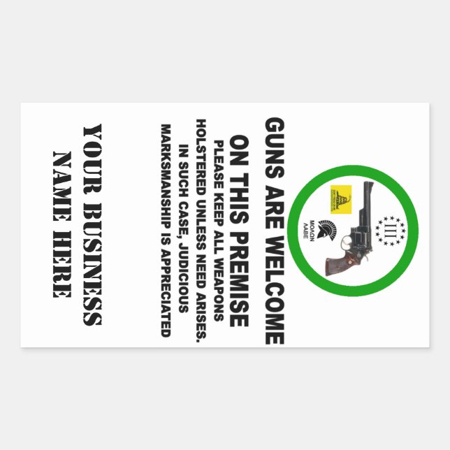 GUNS WELCOME RECTANGULAR STICKER (Front)