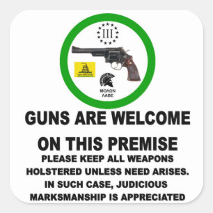 GUNS WELCOME SQUARE STICKER