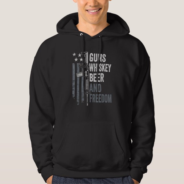 Guns Whisky Beer And Freedom - Drinking AR15 Gun O Hoodie (Front)