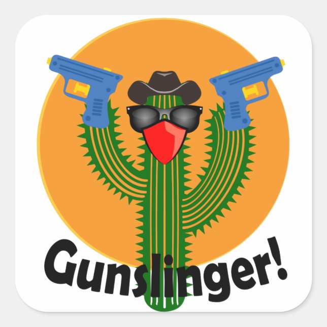 Gunslinger Cactus Design - Square Stickers, Glossy Sticker (Front)