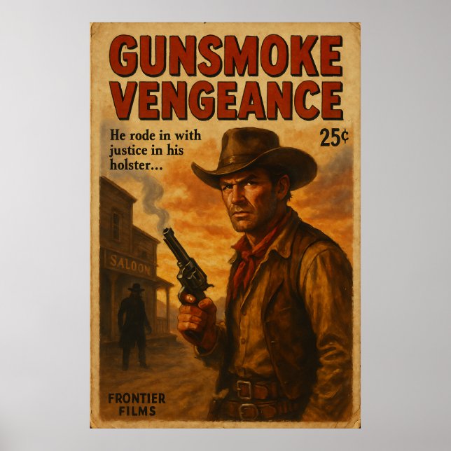Gunsmoke Vengeance – Vintage Western Movie Poster  (Front)