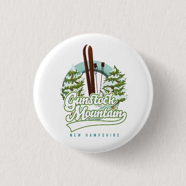 Gunstock Mountain New Hampshire ski poster 3 Cm Round Badge (Front)