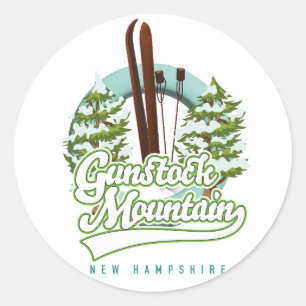 Gunstock Mountain New Hampshire ski poster Classic Round Sticker