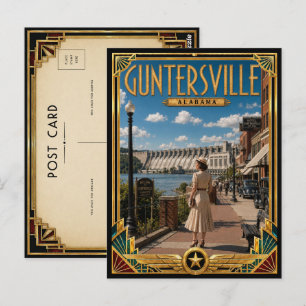 Guntersville Alabama Vintage Art Deco Golden Age Postcard