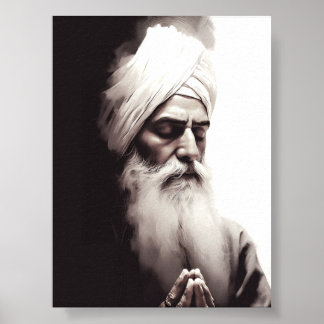 Gurū Nānak Abstract Portrait - Sikh Poster