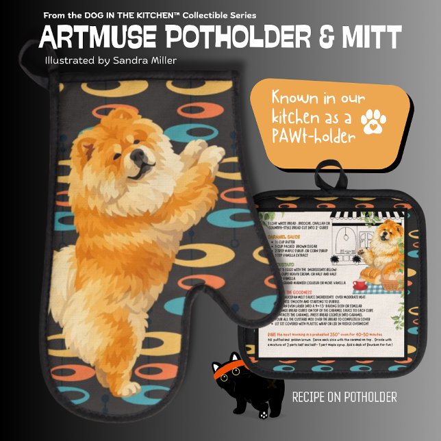 GUS GUS -CHOW DOG Oven Mitt & Pot Holder Set (Creator Uploaded)