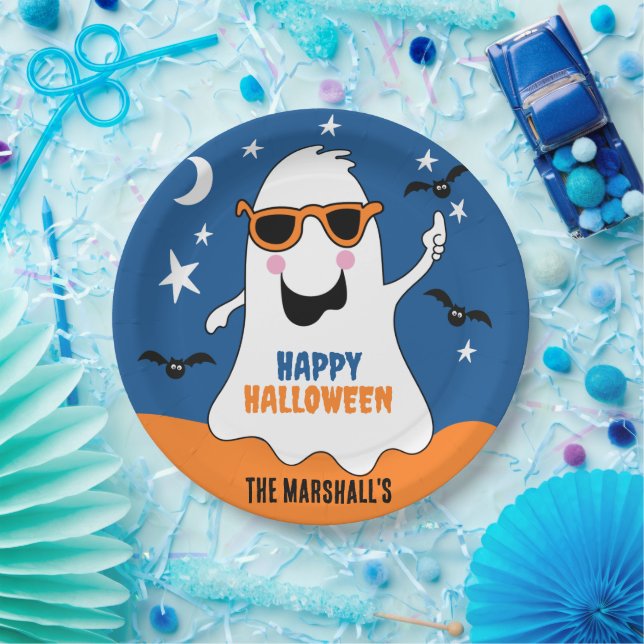 Gus the Ghost Halloween Cute Kids  Paper Plate (Party)