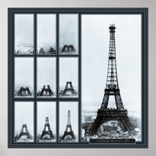 Gustav Eiffel's Tower Under Construction Poster (Front)