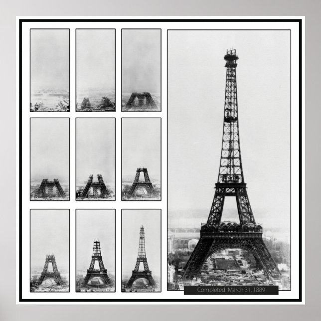 Gustav Eiffel's Tower Under Construction Poster (Front)