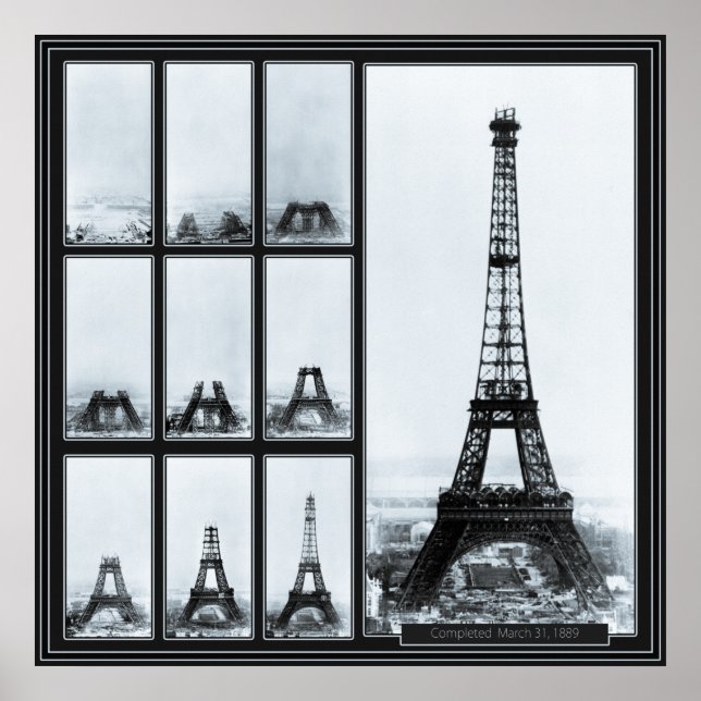 Gustav Eiffel's Tower Under Construction Poster (Front)
