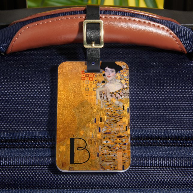 Gustav Klimt Adele Portrait Monogrammed Luggage Tag (Front Insitu 2)