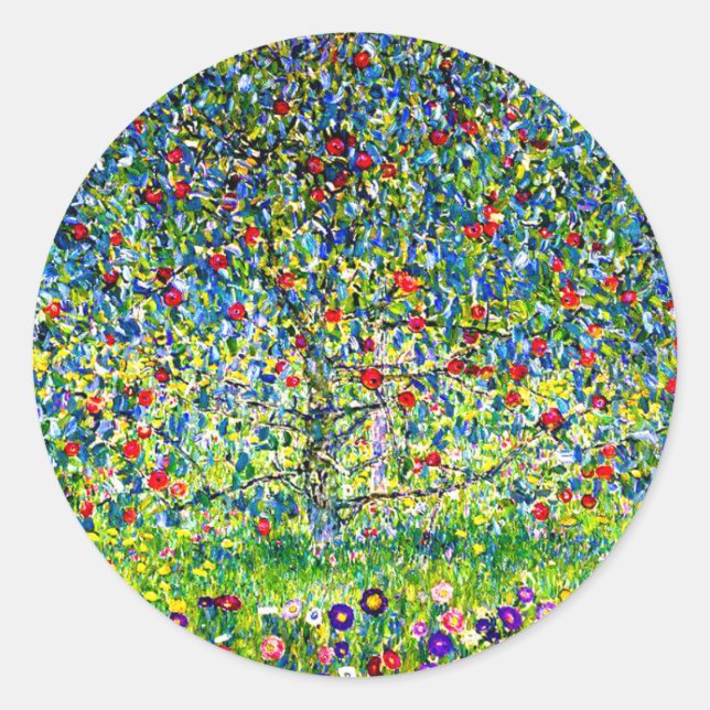 Gustav Klimt Apple Tree Classic Round Sticker (Front)