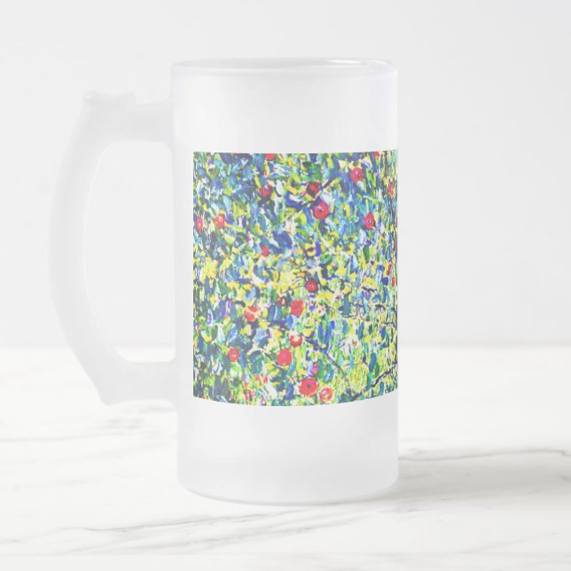 Gustav Klimt Apple Tree Frosted Glass Beer Mug (Left)