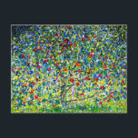 Gustav Klimt Apple Tree Postcard<br><div class="desc">Postcard featuring Gustav Klimt’s painting Apple Tree,  I (1912). A colourful red apple tree stands in a green field of purple,  pink,  yellow,  and white flowers. A perfect gift for fans of Art Nouveau and Austrian art.</div>