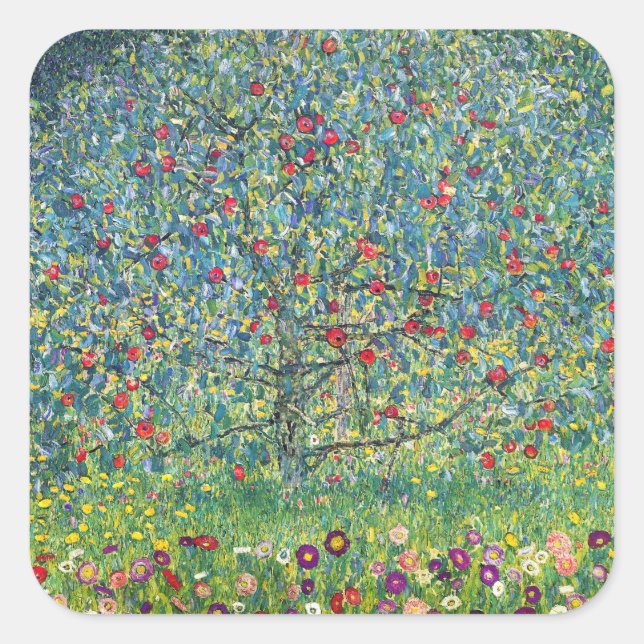 Gustav Klimt - Apple Tree Square Sticker (Front)