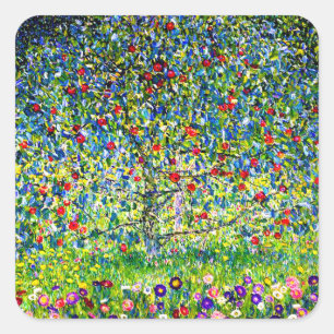 Gustav Klimt Apple Tree Square Sticker