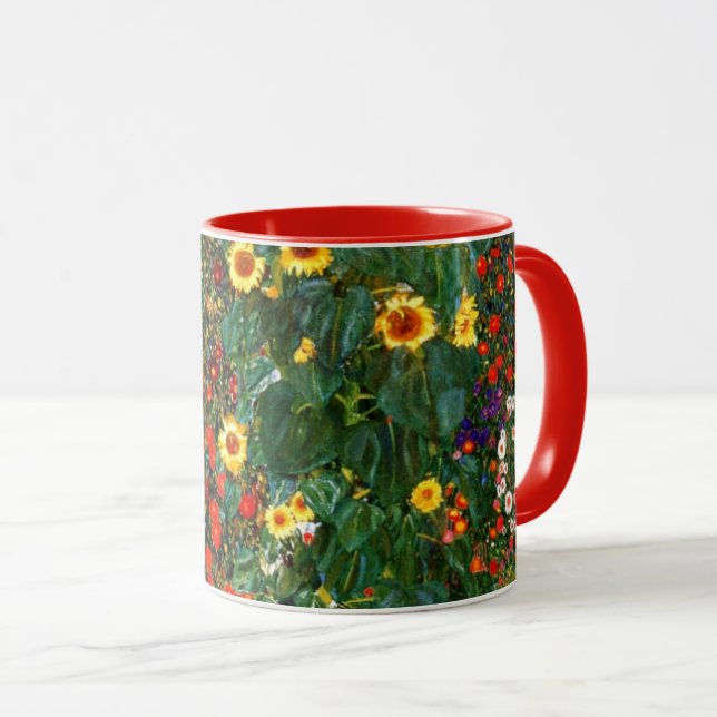 Gustav Klimt art - Farm Garden with Sunflowers Mug (Front Right)
