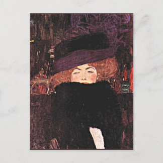 Gustav Klimt artwork, Lady in a Fur Hat and Boa Postcard