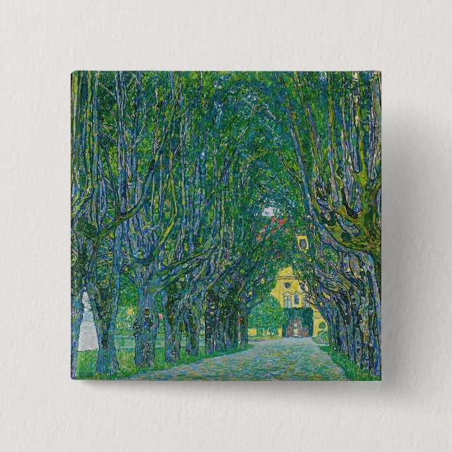 Gustav Klimt - Avenue in the Park Schloss Kammer 15 Cm Square Badge (Front)