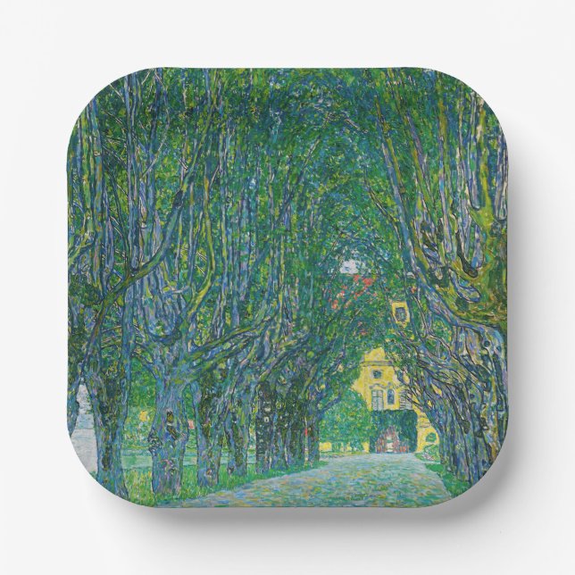 Gustav Klimt - Avenue in the Park Schloss Kammer Paper Plate (Front)