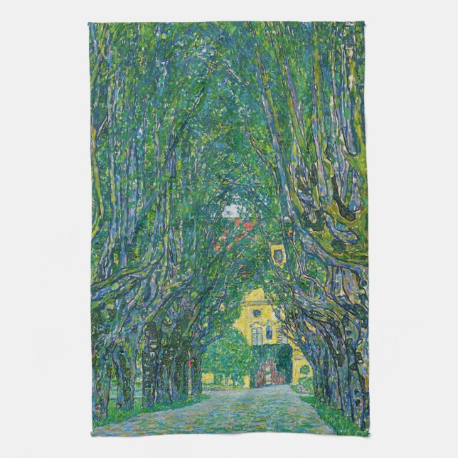 Gustav Klimt - Avenue in the Park Schloss Kammer Tea Towel (Vertical)