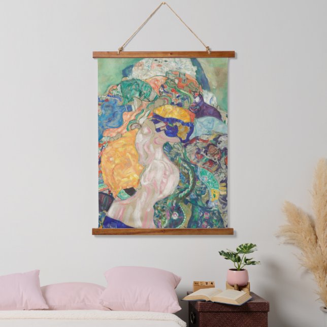 Gustav Klimt Baby Cradle 1978 Old Famous Painting Hanging Tapestry (Bedroom)