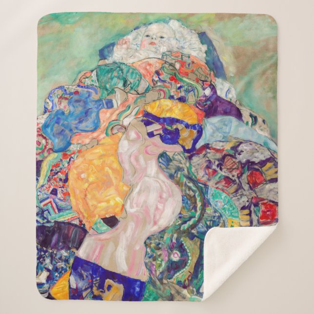 Gustav Klimt - Baby / Cradle Sherpa Blanket (Front)