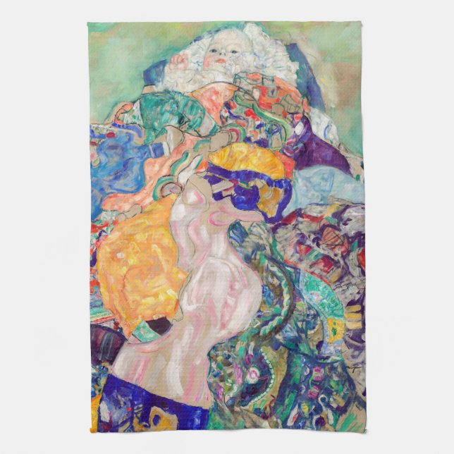 Gustav Klimt - Baby / Cradle Tea Towel (Vertical)