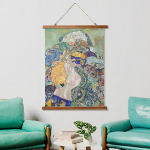 Gustav Klimt Baby in Cradle Colourful Art Hanging Tapestry