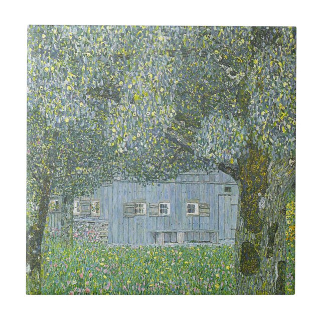 Gustav Klimt - Bauerhaus in Buchberg Painting Tile (Front)