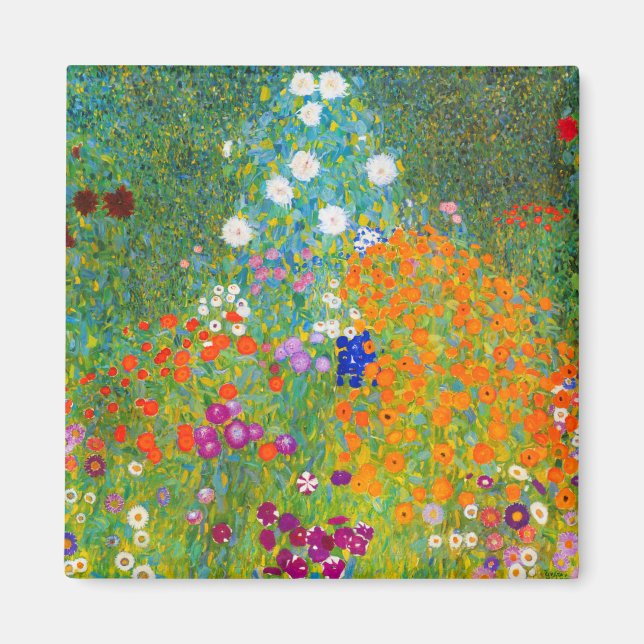 Gustav Klimt Bauerngarten Flower Garden Fine Art Magnet (Front)
