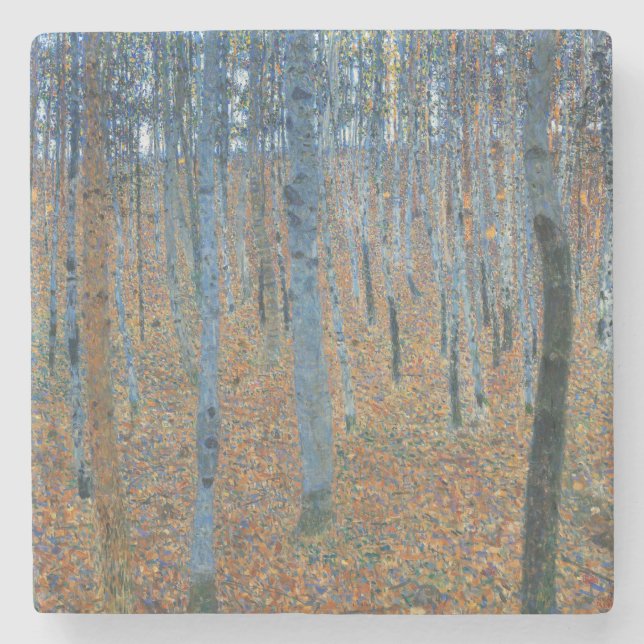 Gustav Klimt Beech Forest Vintage Fine Art Stone Coaster (Front)