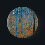 Gustav Klimt Beech Tree Forest Grove 6 Cm Round Badge<br><div class="desc">This is based on classic nature painting artworks by Gustav Klimt,  Beech Grove 1,  1902,  is a close up of a forest of beech trees,  in blue and colorful woods.</div>