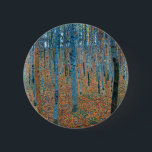 Gustav Klimt Beech Tree Forest Grove 6 Cm Round Badge<br><div class="desc">This is based on classic nature painting artworks by Gustav Klimt,  Beech Grove 1,  1902,  is a close up of a forest of beech trees,  in blue and colorful woods.</div>