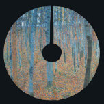 Gustav Klimt Beech Tree Forest Grove Brushed Polyester Tree Skirt<br><div class="desc">This is based on classic nature painting artworks by Gustav Klimt, Beech Grove 1, 1902. The artwork portrays a dense forest of tall, slender birch trees, with pale trunks marked by dark, vertical lines. The foliage is depicted in shades of blue, green, and yellow, adding a sense of depth and...</div>