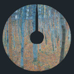 Gustav Klimt Beech Tree Forest Grove Brushed Polyester Tree Skirt<br><div class="desc">This is based on classic nature painting artworks by Gustav Klimt, Beech Grove 1, 1902. The artwork portrays a dense forest of tall, slender birch trees, with pale trunks marked by dark, vertical lines. The foliage is depicted in shades of blue, green, and yellow, adding a sense of depth and...</div>