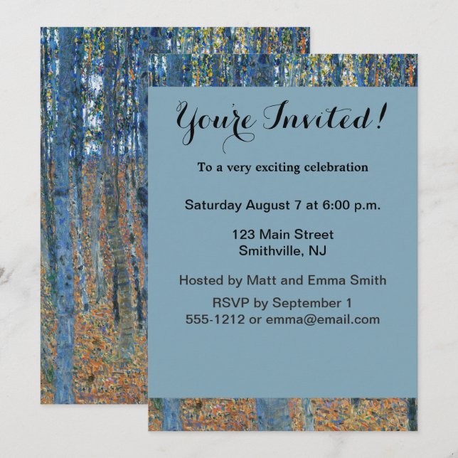 Gustav Klimt Beech Tree Forest Grove Invitation (Front/Back)