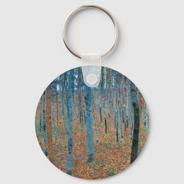 Gustav Klimt Beech Tree Forest Grove Key Ring (Front)