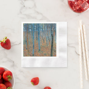 Gustav Klimt Beech Tree Forest Grove Napkin